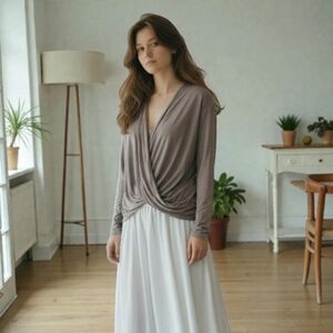 Abercrombie & Fitch Draped Taupe Top